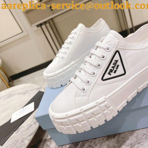 Replica Prada Double Wheel Sneakers In White Nylon Gabardine 8