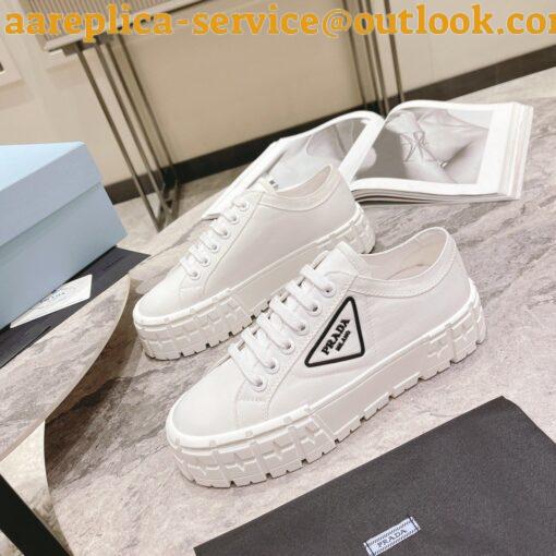 Replica Prada Double Wheel Sneakers In White Nylon Gabardine 9