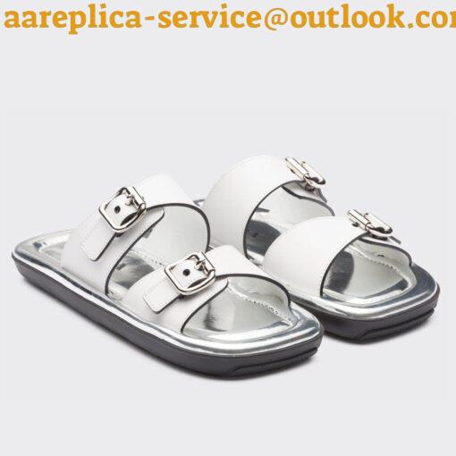 Replica Prada Double-strap Sandals In White Leather 3