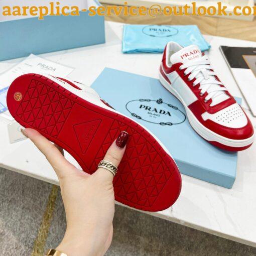 Replica Prada Downtown Sneakers in White and Red Calfskin 8