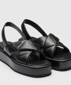 Replica Prada Flatform Sandals In Black Quilted Nappa Leather