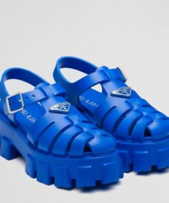 Replica Prada Foam Sandals in Blue Rubber