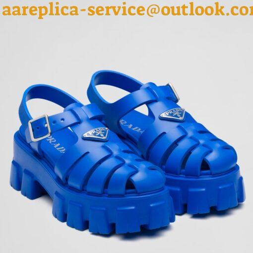 Replica Prada Foam Sandals in Blue Rubber