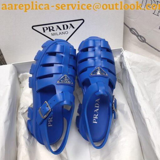 Replica Prada Foam Sandals in Blue Rubber 3