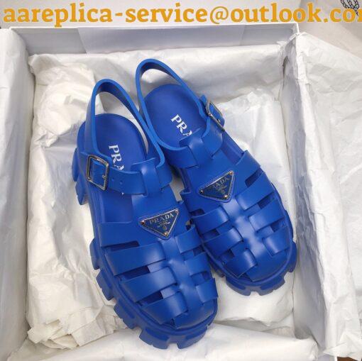 Replica Prada Foam Sandals in Blue Rubber 4