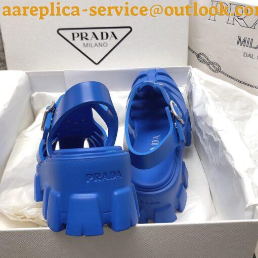 Replica Prada Foam Sandals in Blue Rubber 5