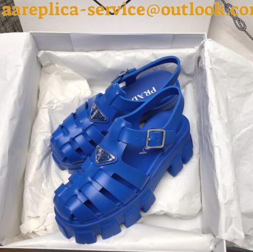 Replica Prada Foam Sandals in Blue Rubber 6