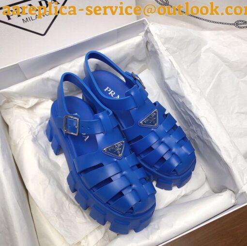 Replica Prada Foam Sandals in Blue Rubber 9