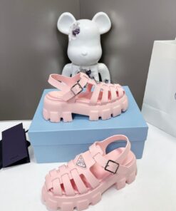 Replica Prada Foam Sandals in Light Pink Rubber