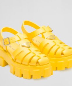 Replica Prada Foam Sandals in Yellow Rubber