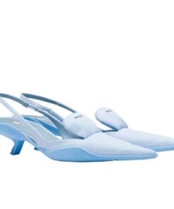 Replica Prada Gabardine Slingback Pumps In Light Blue Nylon