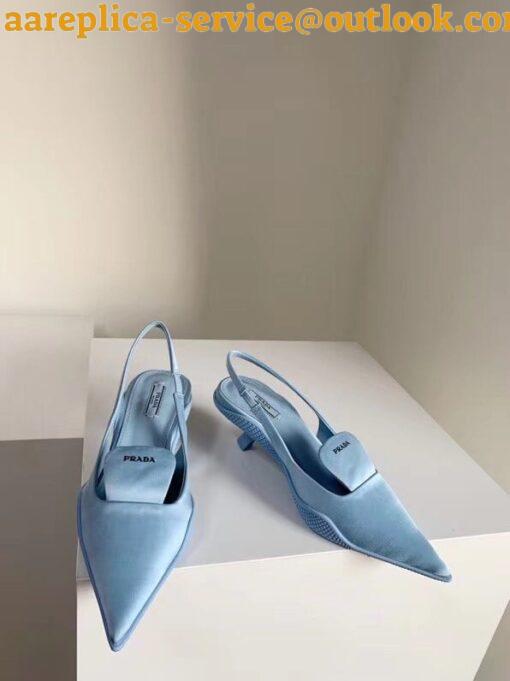 Replica Prada Gabardine Slingback Pumps In Light Blue Nylon 3