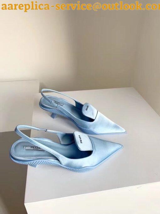 Replica Prada Gabardine Slingback Pumps In Light Blue Nylon 4