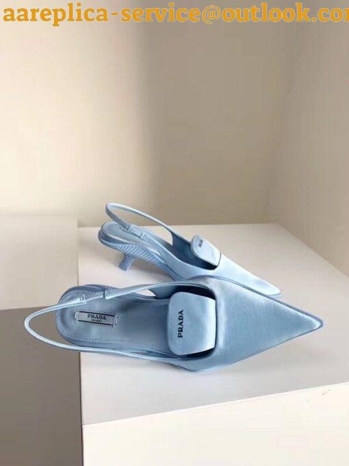 Replica Prada Gabardine Slingback Pumps In Light Blue Nylon 5