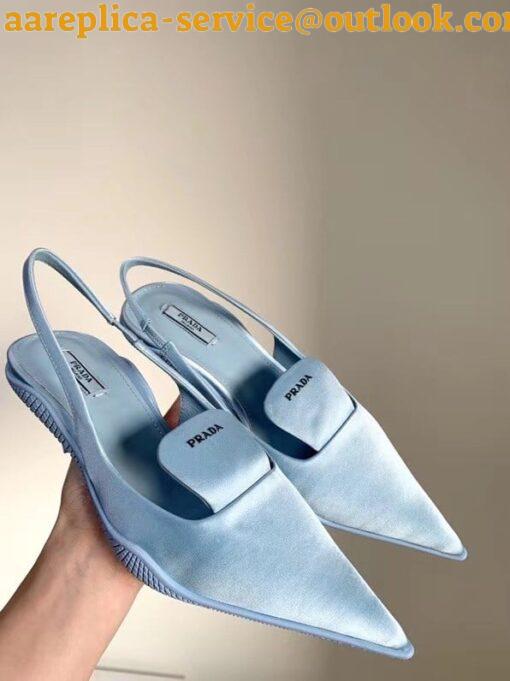 Replica Prada Gabardine Slingback Pumps In Light Blue Nylon 6