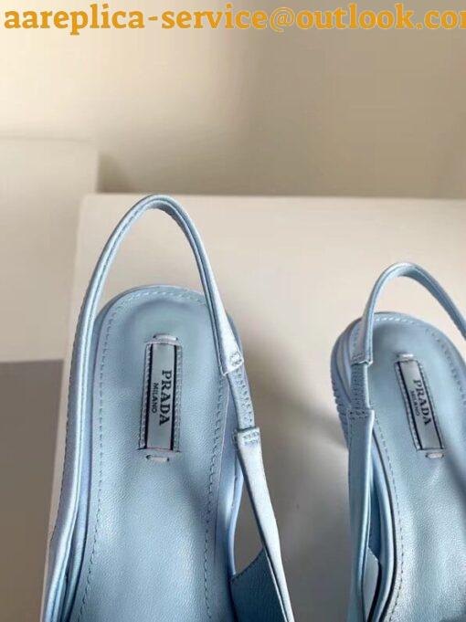 Replica Prada Gabardine Slingback Pumps In Light Blue Nylon 7