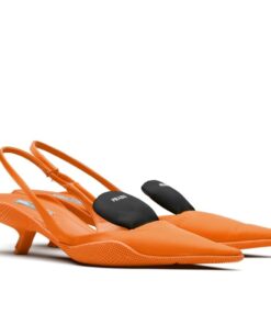 Replica Prada Gabardine Slingback Pumps In Orange Nylon