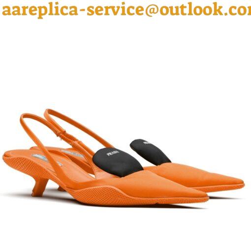 Replica Prada Gabardine Slingback Pumps In Orange Nylon