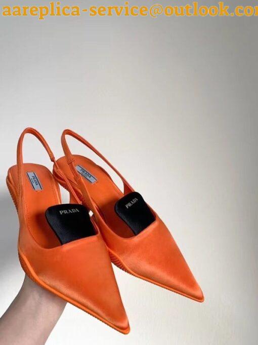 Replica Prada Gabardine Slingback Pumps In Orange Nylon 3