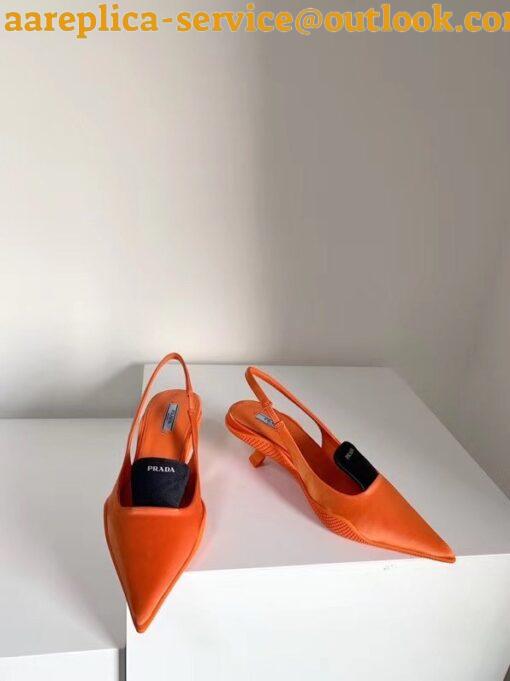 Replica Prada Gabardine Slingback Pumps In Orange Nylon 4