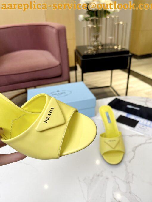 Replica Prada Heeled Sandals 75mm in Yellow Brushed Leather 5