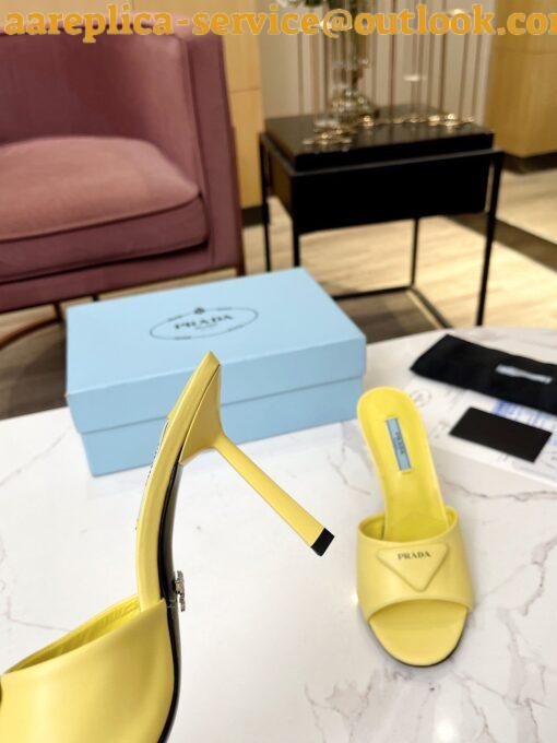 Replica Prada Heeled Sandals 75mm in Yellow Brushed Leather 6