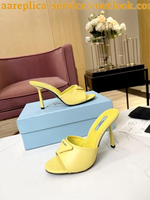 Replica Prada Heeled Sandals 75mm in Yellow Brushed Leather 7