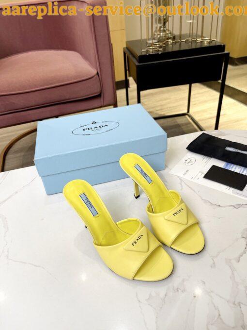 Replica Prada Heeled Sandals 75mm in Yellow Brushed Leather 8