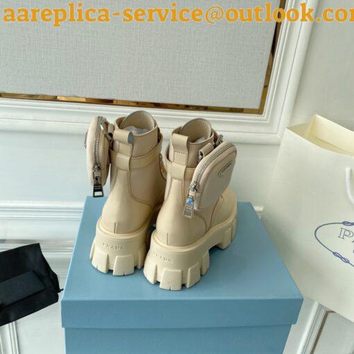 Replica Prada Monolith Boots in Beige Leather and Nylon Fabric 5