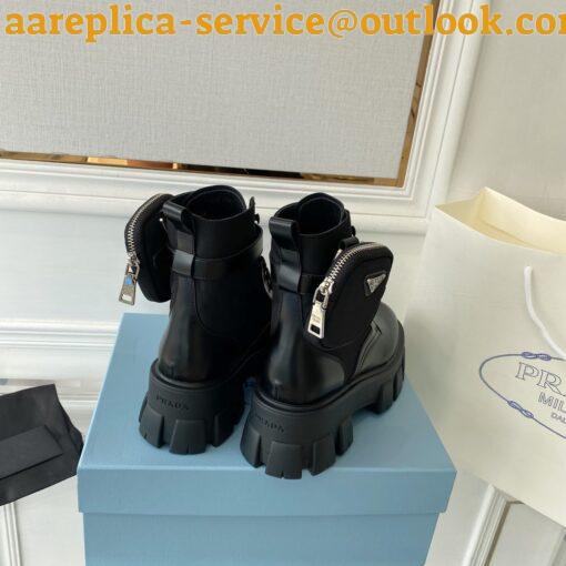 Replica Prada Monolith Boots in Black Leather and Nylon Fabric 4