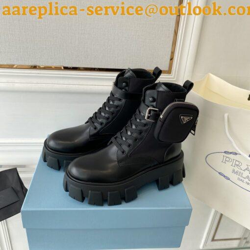 Replica Prada Monolith Boots in Black Leather and Nylon Fabric 6