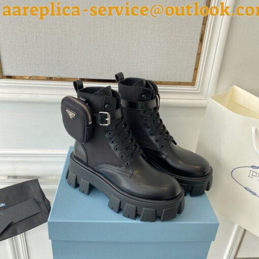 Replica Prada Monolith Boots in Black Leather and Nylon Fabric 7