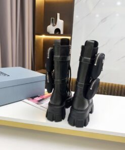 Replica Prada Monolith Boots in Noir Leather and Nylon Fabric