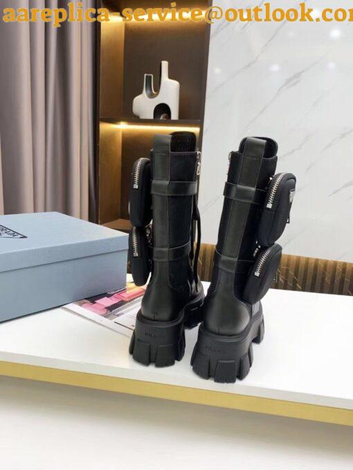 Replica Prada Monolith Boots in Noir Leather and Nylon Fabric