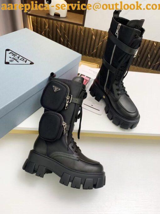 Replica Prada Monolith Boots in Noir Leather and Nylon Fabric 3