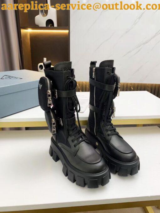 Replica Prada Monolith Boots in Noir Leather and Nylon Fabric 4