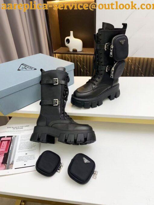 Replica Prada Monolith Boots in Noir Leather and Nylon Fabric 5