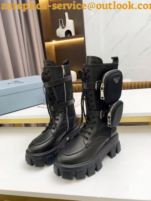 Replica Prada Monolith Boots in Noir Leather and Nylon Fabric 6