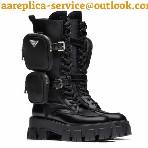 Replica Prada Monolith Boots in Noir Leather and Nylon Fabric 7