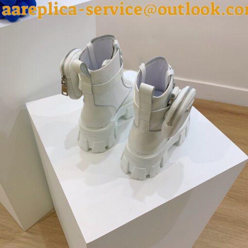 Replica Prada Monolith Boots in White Leather and Nylon Fabric 3