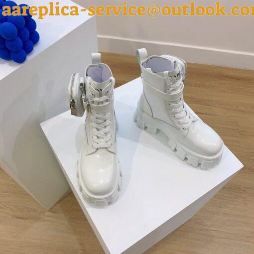 Replica Prada Monolith Boots in White Leather and Nylon Fabric 4