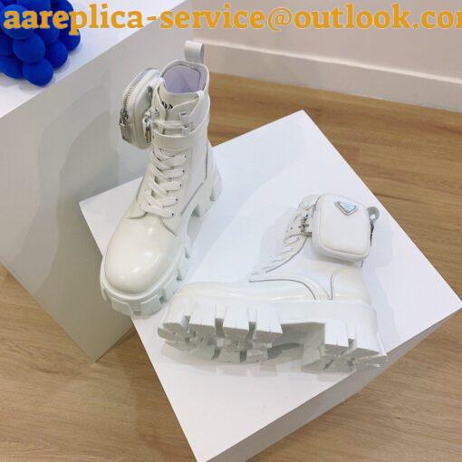 Replica Prada Monolith Boots in White Leather and Nylon Fabric 5