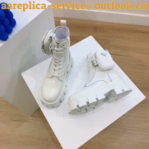 Replica Prada Monolith Boots in White Leather and Nylon Fabric 6