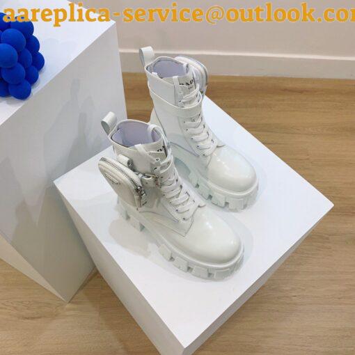 Replica Prada Monolith Boots in White Leather and Nylon Fabric 8