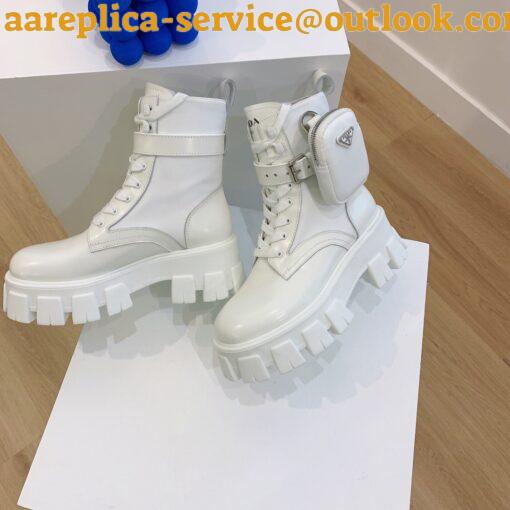 Replica Prada Monolith Boots in White Leather and Nylon Fabric 9