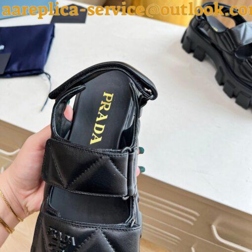 Replica Prada Monolith Flatform Sandals in Black Nappa Leather 5