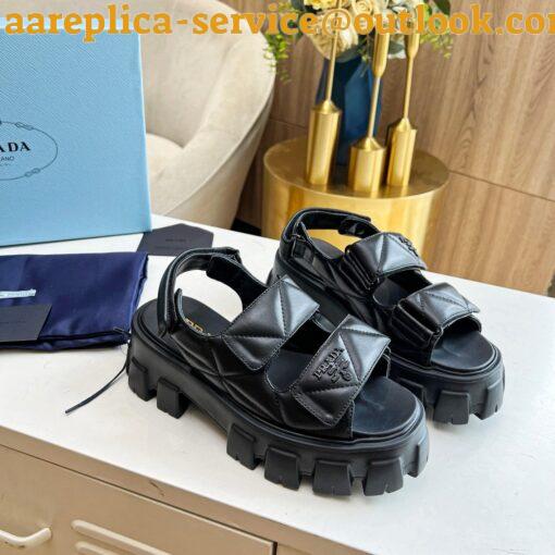 Replica Prada Monolith Flatform Sandals in Black Nappa Leather 7