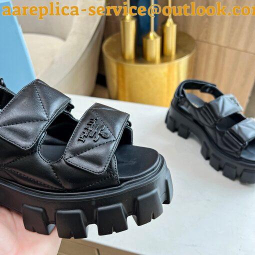 Replica Prada Monolith Flatform Sandals in Black Nappa Leather 9