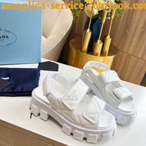 Replica Prada Monolith Flatform Sandals in White Nappa Leather 3