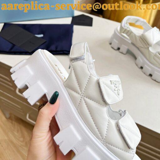 Replica Prada Monolith Flatform Sandals in White Nappa Leather 4